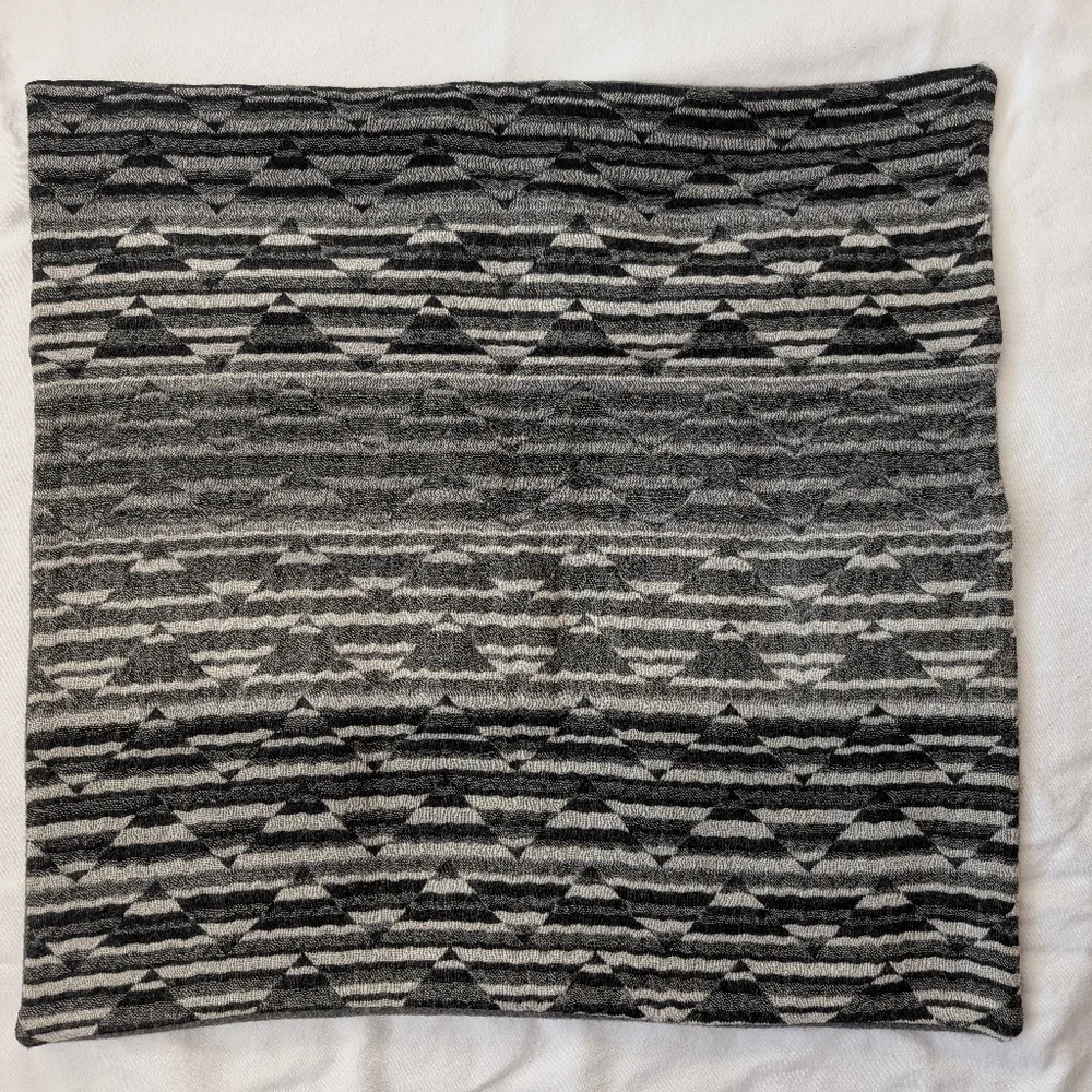 Crate & Barrel Hutton Wool Grey Geometric Square Pillow Covers - 2